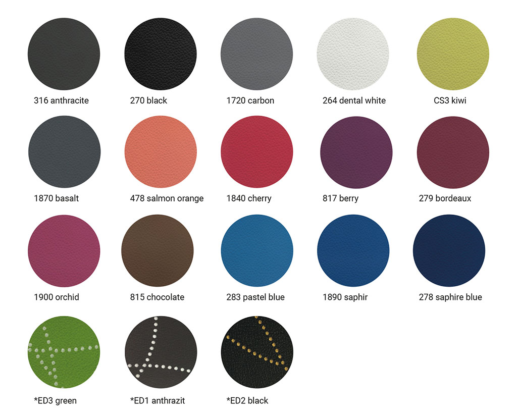 Farben Polsterfarben Dentaleinheit Contact World, Ruby, Upholstery colors